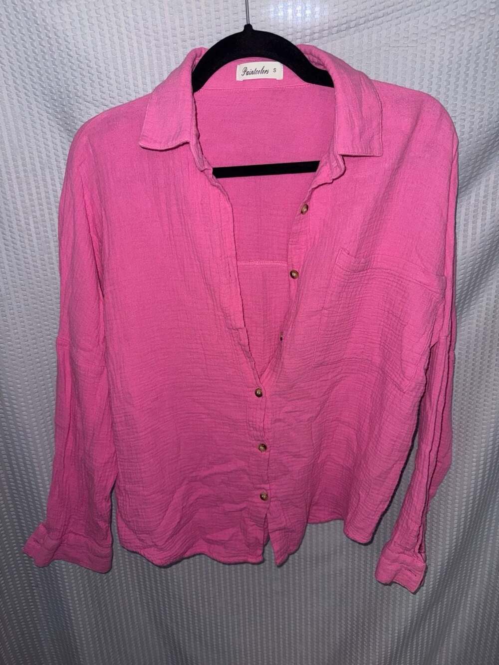 Paintcolors Pink Double Gauze Cotton Button Down Shirt